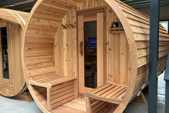 Sauna Tonneau en cèdre rouge noueux XXL